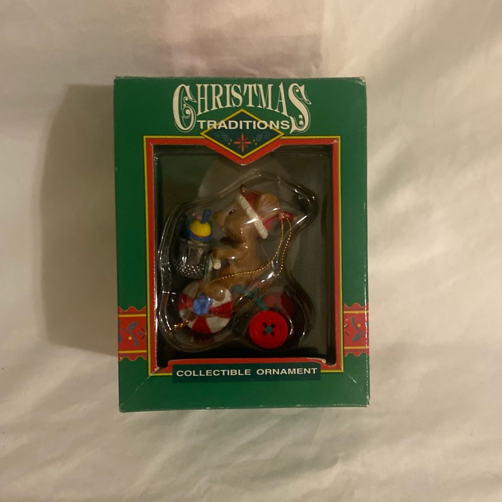 Lustre Fame Christmas Tradition Mouse On A Bicycle Ornament